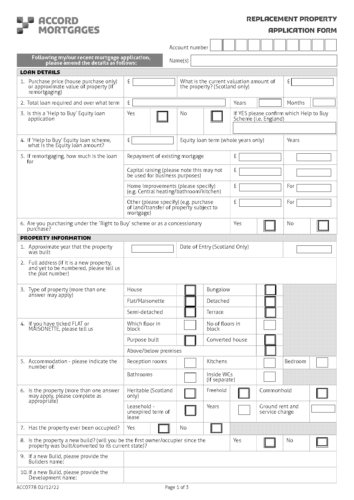 accord mortgage application form
